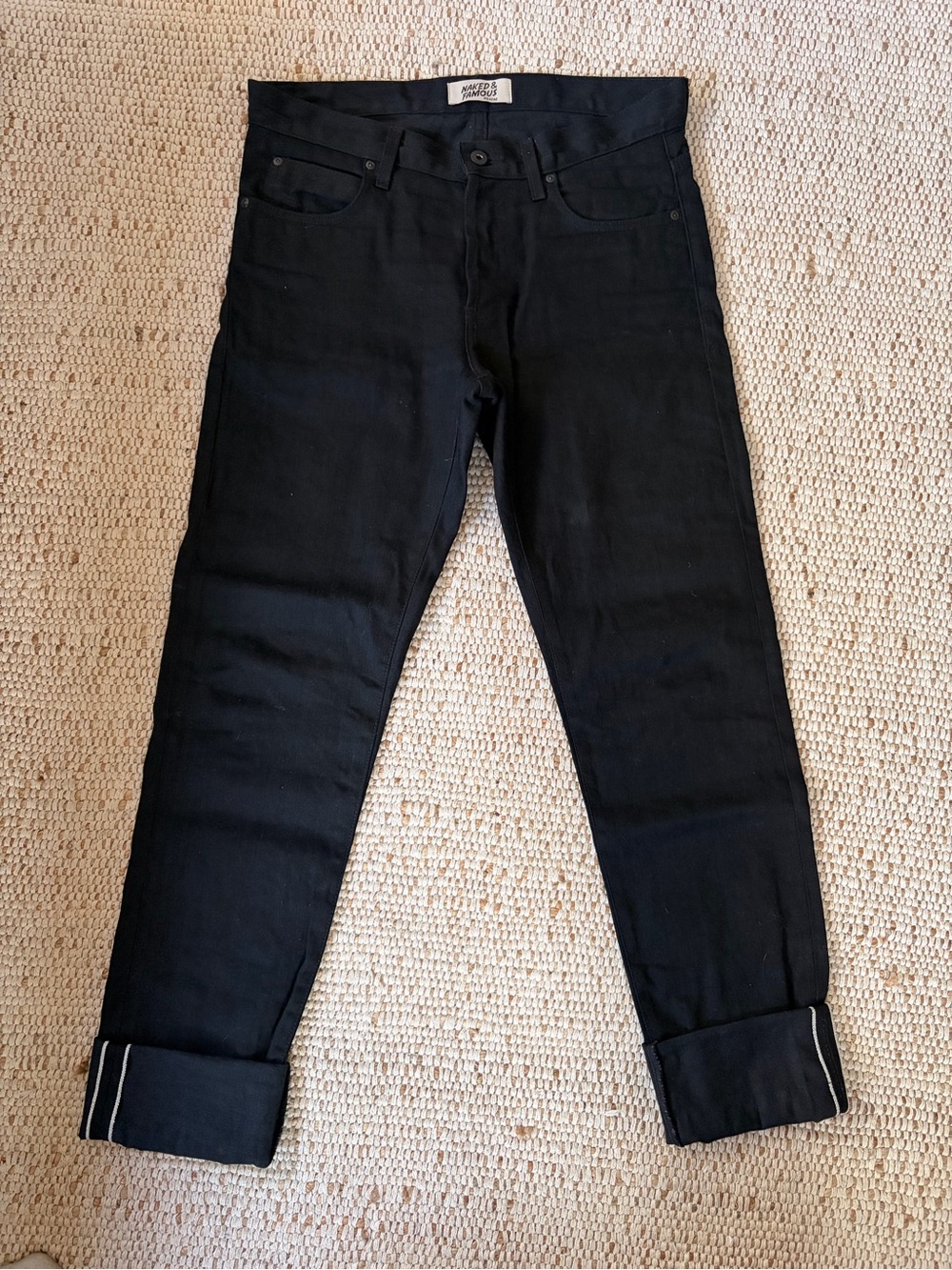 Naked & Famous Denim Black Slim Straight Jeans